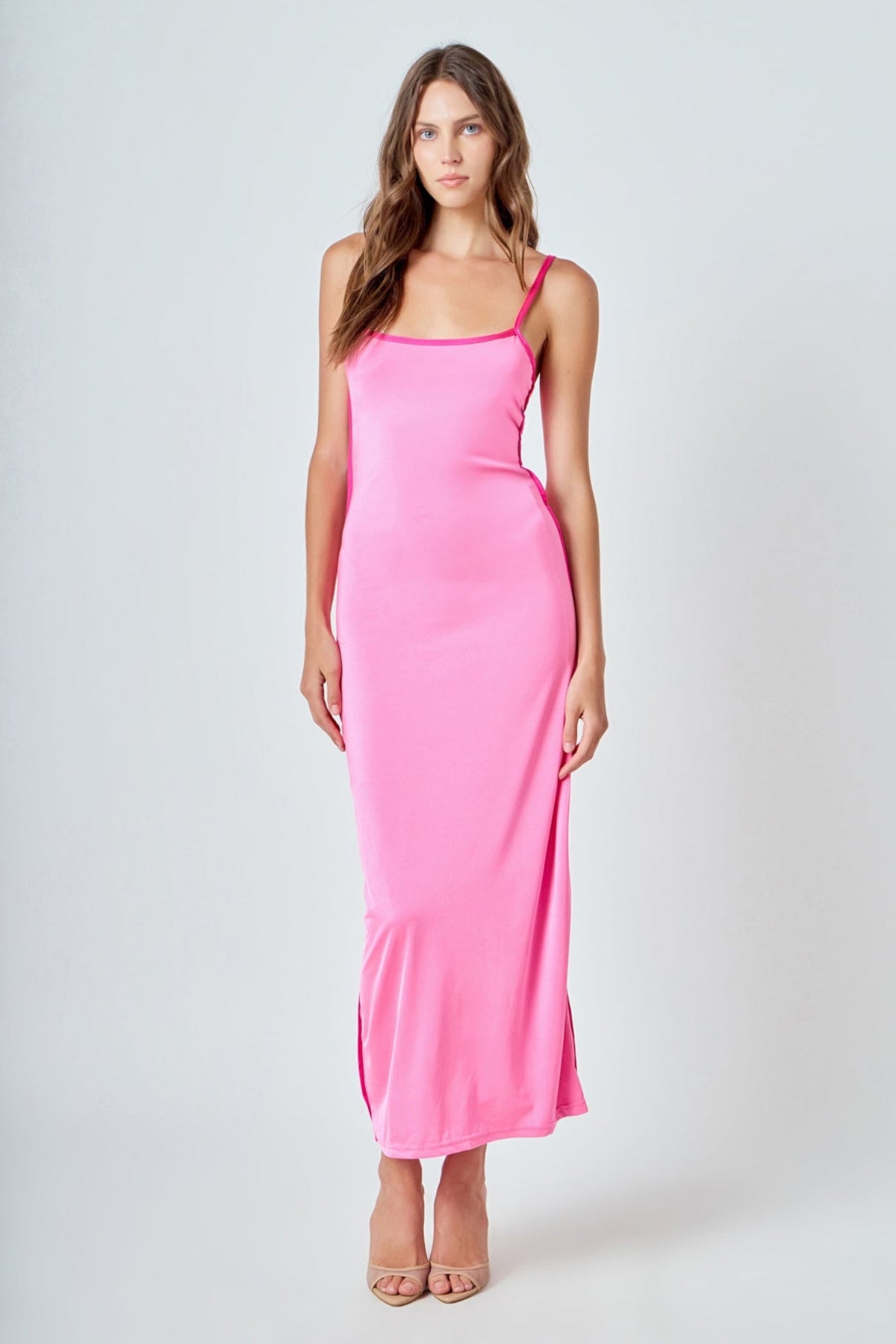 ENDLESS ROSE - Contrast Binding Maxi Dress - DRESSES available at Objectrare
