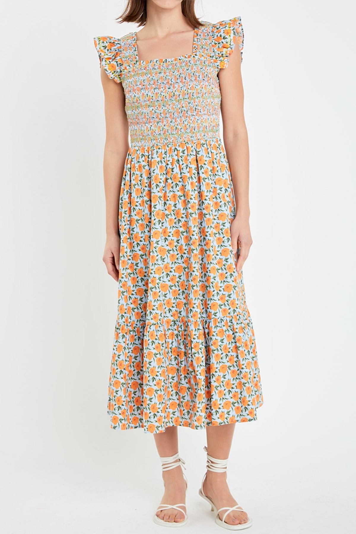 ENGLISH FACTORY - Embroidered Smocked Midi Dress - DRESSES available at Objectrare