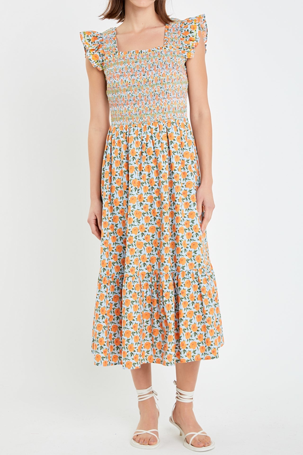 ENGLISH FACTORY - Embroidered Smocked Midi Dress - DRESSES available at Objectrare