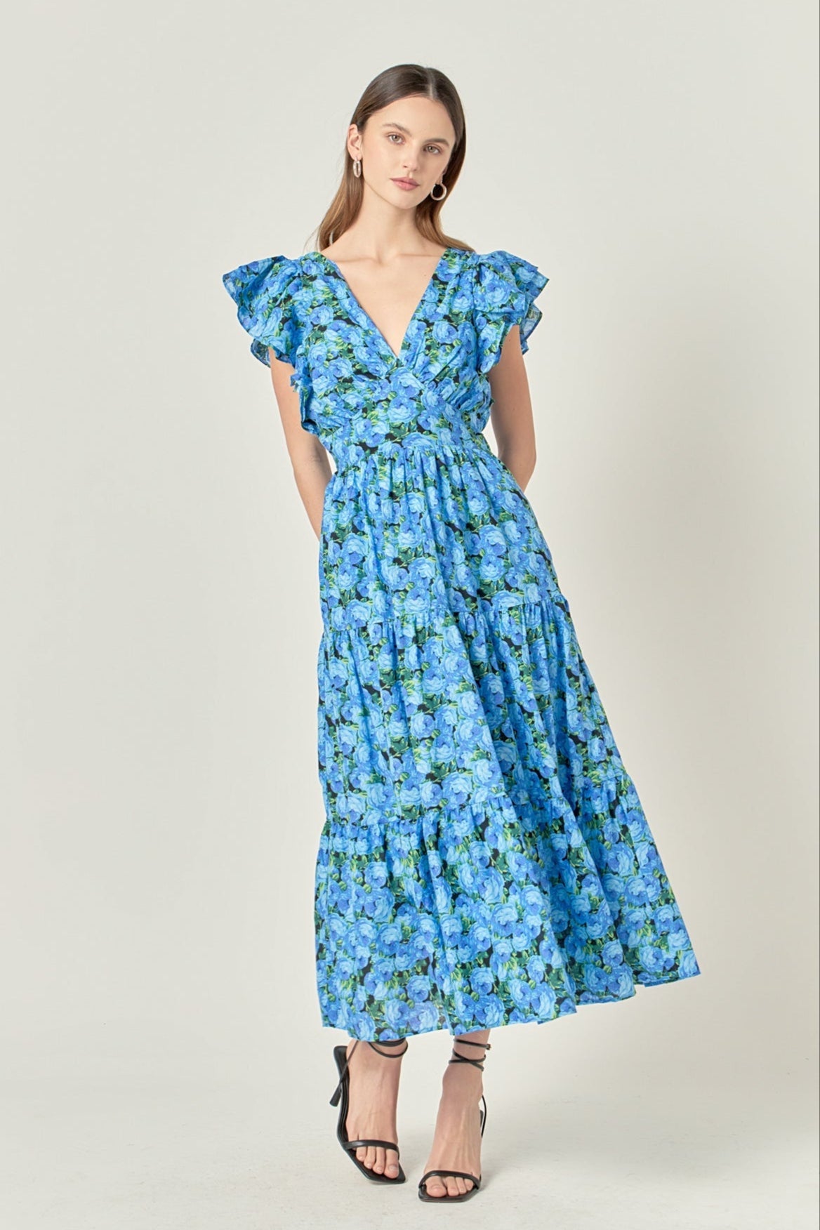 Printed Open Back Maxi Dress