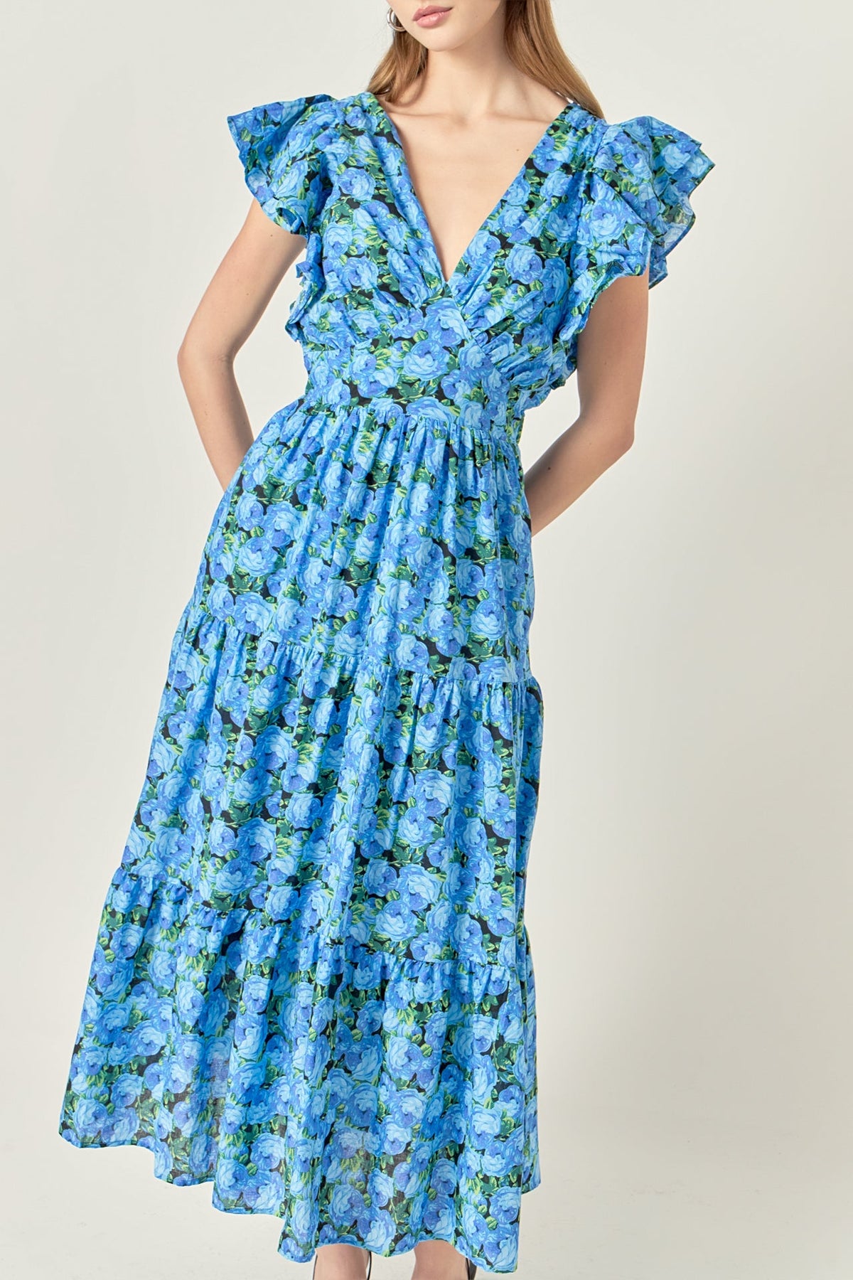 ENGLISH FACTORY - Printed Open Back Maxi Dress - DRESSES available at Objectrare