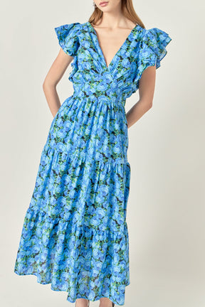 ENGLISH FACTORY - Printed Open Back Maxi Dress - DRESSES available at Objectrare
