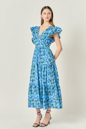 ENGLISH FACTORY - Printed Open Back Maxi Dress - DRESSES available at Objectrare