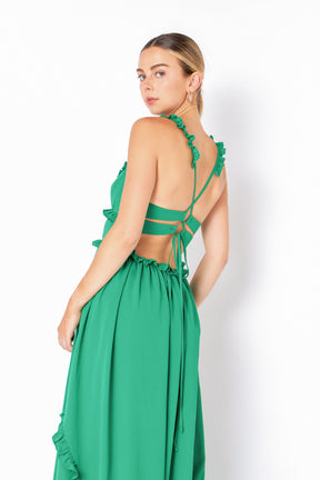 ENDLESS ROSE - Endless Rose - Plunged Open Back Maxi Dress - DRESSES available at Objectrare