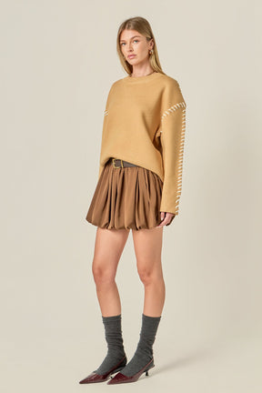 ENGLISH FACTORY - Whip Contrast Stitch Sweater - TOPS available at Objectrare