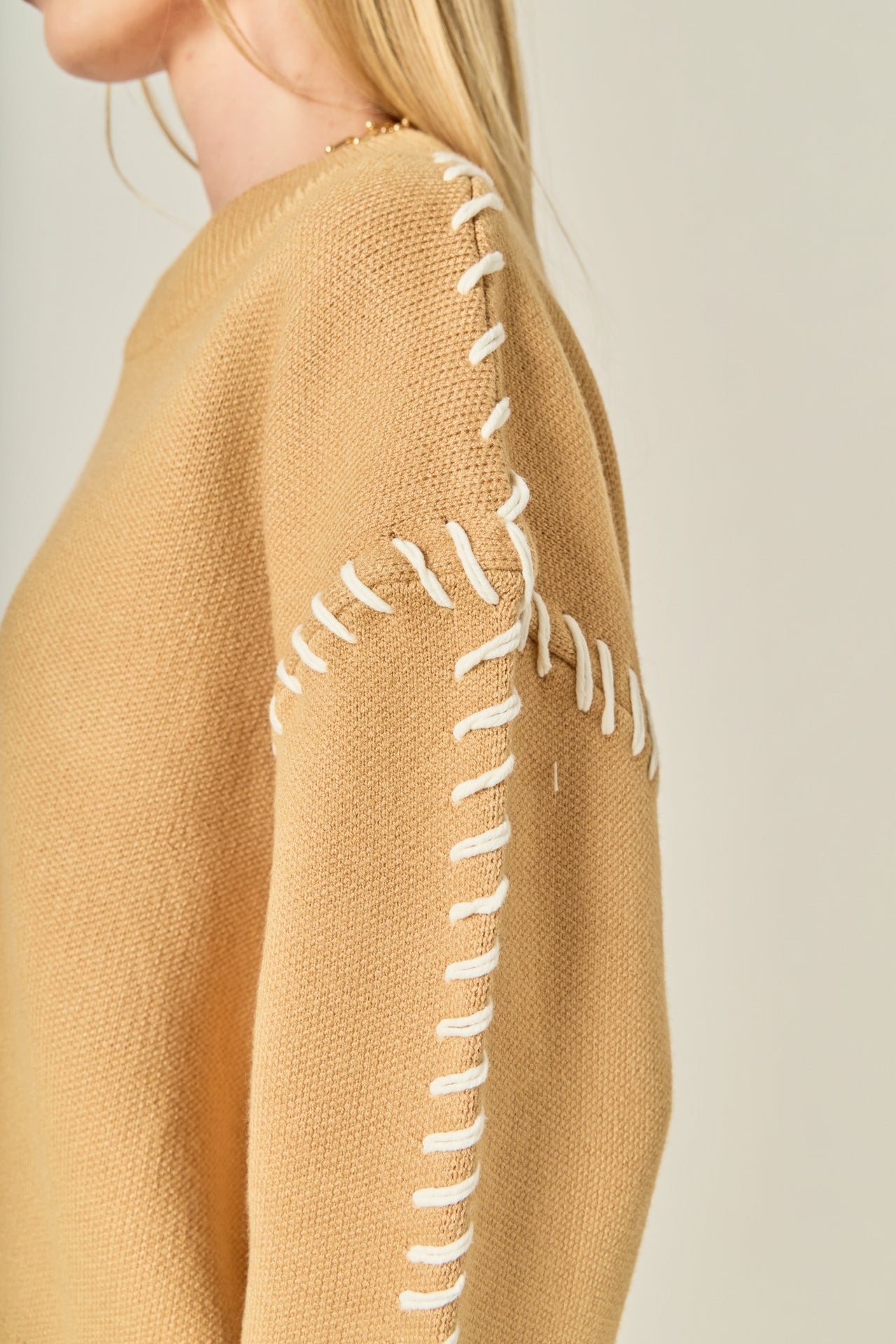 ENGLISH FACTORY - Whip Contrast Stitch Sweater - TOPS available at Objectrare