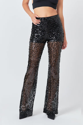 ENDLESS ROSE - Endless Rose - Flared Sequins Pants - PANTS available at Objectrare