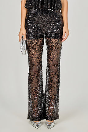 ENDLESS ROSE - Flared Sequins Pants - PANTS available at Objectrare