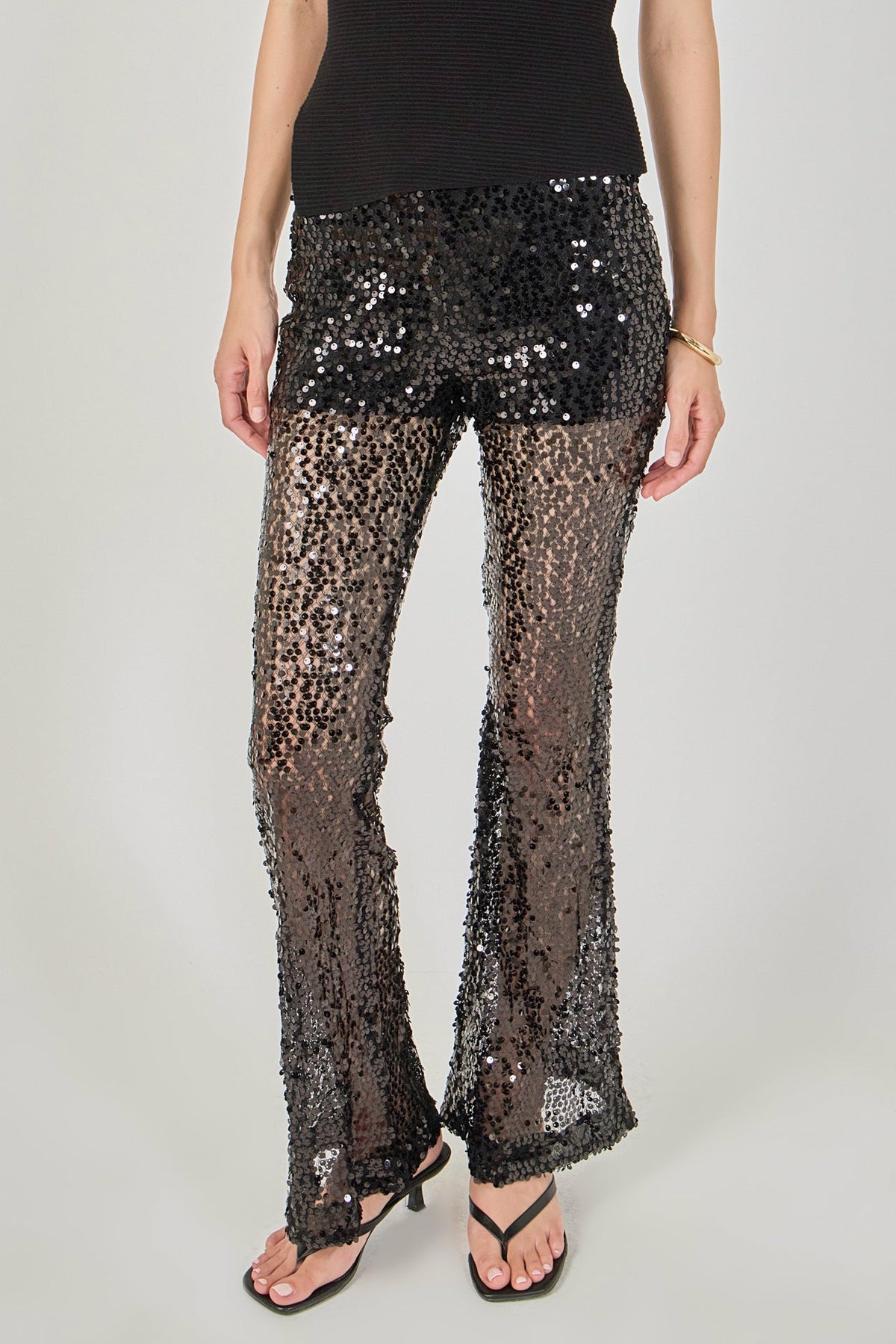 Flared Sequins Pants