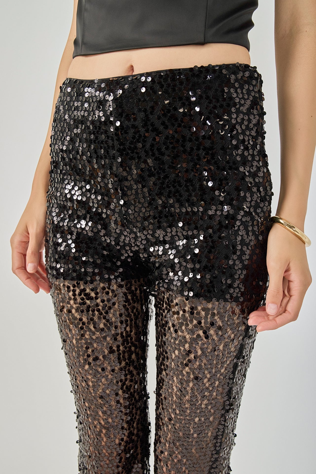 ENDLESS ROSE - Flared Sequins Pants - PANTS available at Objectrare