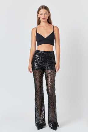 ENDLESS ROSE - Flared Sequins Pants - PANTS available at Objectrare