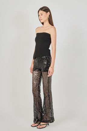 ENDLESS ROSE - Flared Sequins Pants - PANTS available at Objectrare