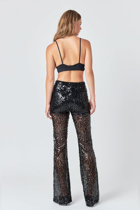 ENDLESS ROSE - Endless Rose - Flared Sequins Pants - PANTS available at Objectrare