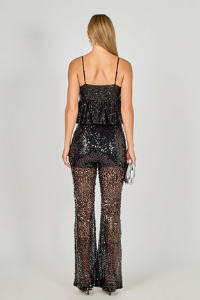 ENDLESS ROSE - Flared Sequins Pants - PANTS available at Objectrare