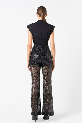 ENDLESS ROSE - Flared Sequins Pants - PANTS available at Objectrare
