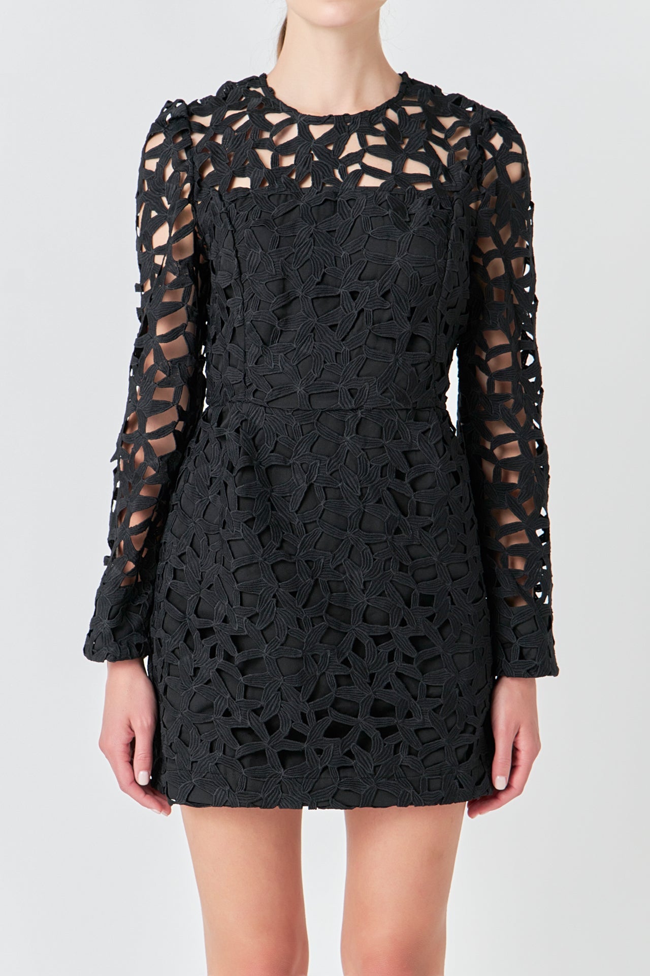 ENDLESS ROSE - Endless Rose - Eyelet Structured Mini Dress - DRESSES available at Objectrare