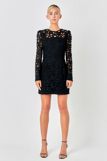 ENDLESS ROSE - Eyelet Structured Mini Dress - DRESSES available at Objectrare
