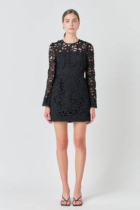 ENDLESS ROSE - Endless Rose - Eyelet Structured Mini Dress - DRESSES available at Objectrare