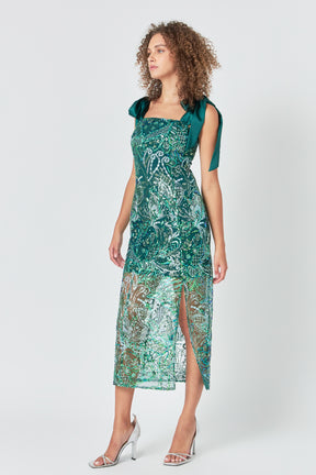 ENDLESS ROSE - Shoulder Tie Sequins Maxi Dress - DRESSES available at Objectrare