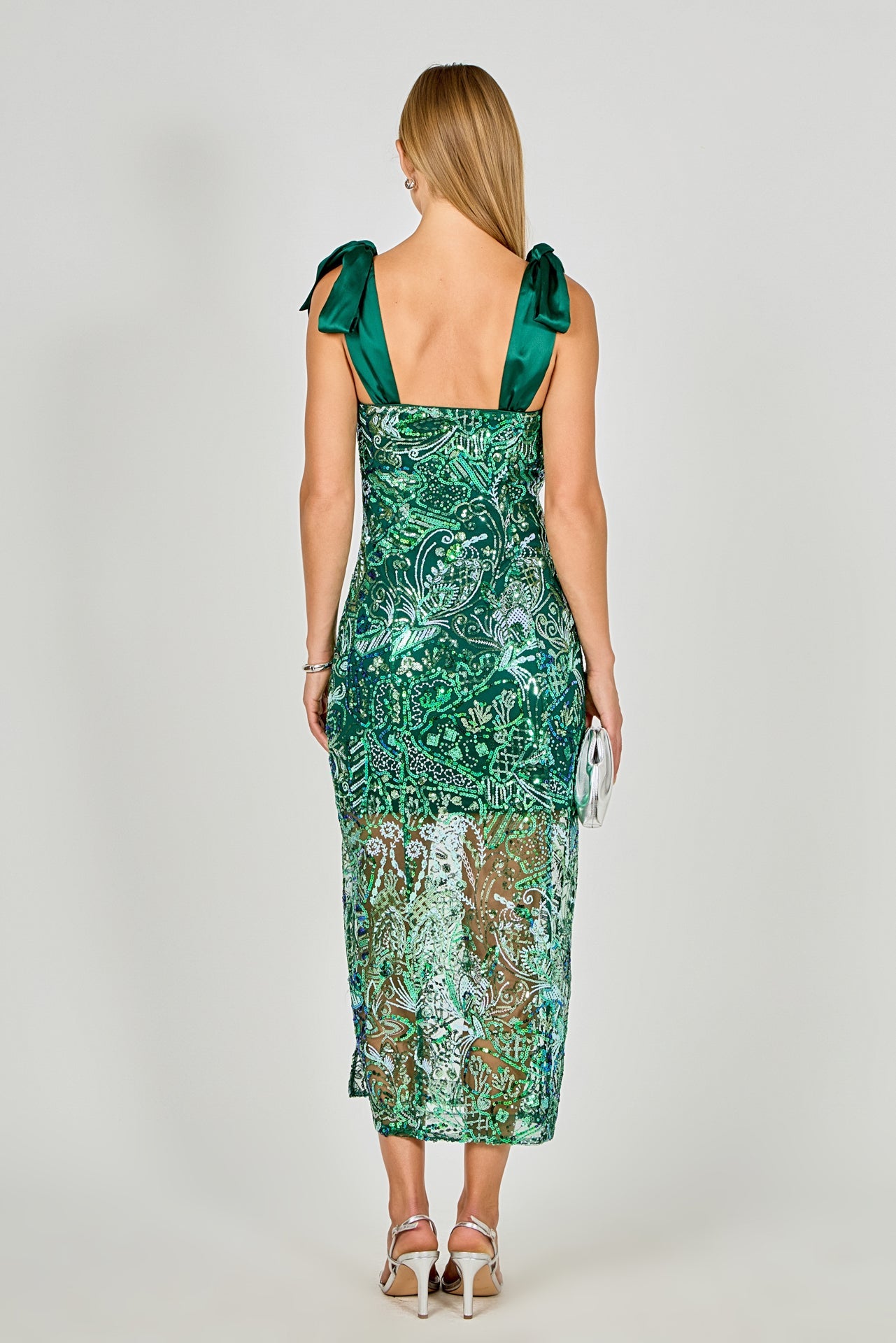 ENDLESS ROSE - Shoulder Tie Sequins Maxi Dress - DRESSES available at Objectrare