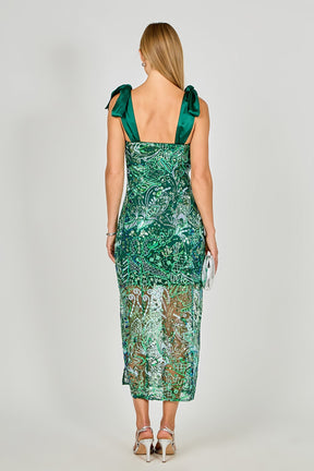 ENDLESS ROSE - Shoulder Tie Sequins Maxi Dress - DRESSES available at Objectrare