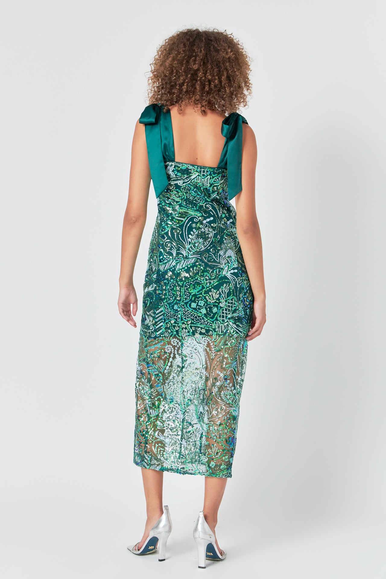 ENDLESS ROSE - Shoulder Tie Sequins Maxi Dress - DRESSES available at Objectrare