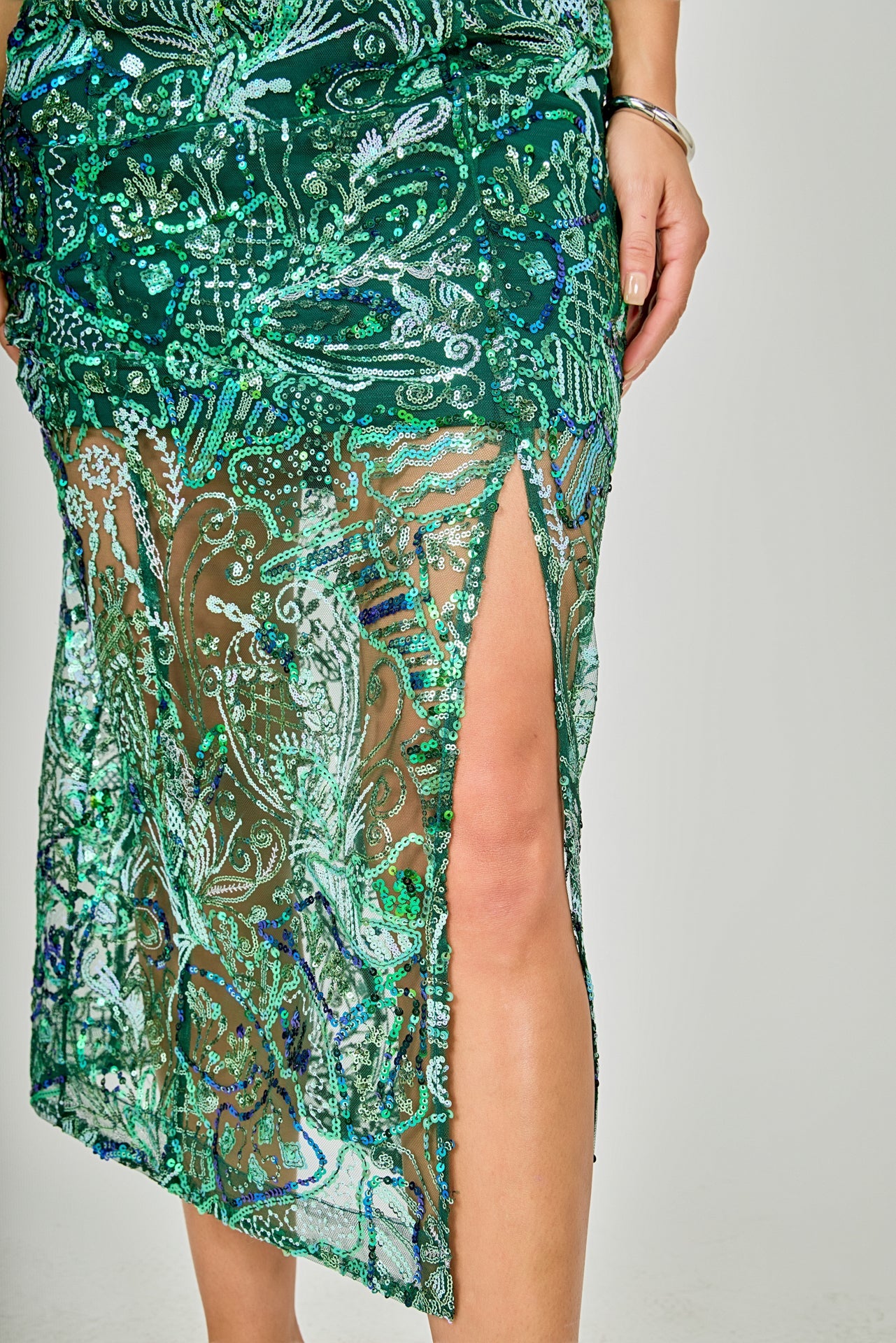 ENDLESS ROSE - Shoulder Tie Sequins Maxi Dress - DRESSES available at Objectrare