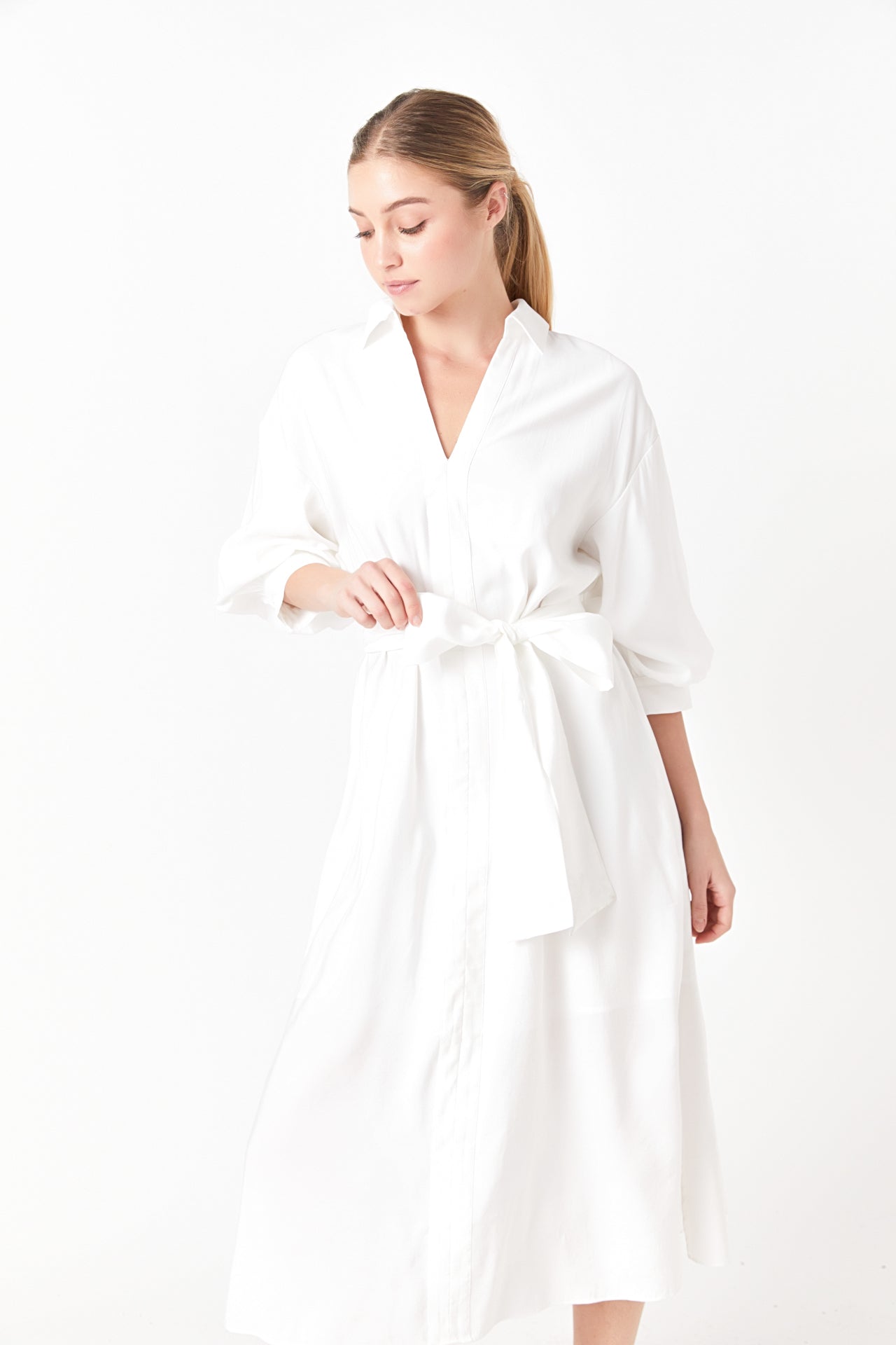 ENGLISH FACTORY - Blouson Sleeve Shirt Midi Dress - DRESSES available at Objectrare