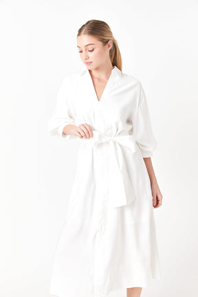 ENGLISH FACTORY - Blouson Sleeve Shirt Midi Dress - DRESSES available at Objectrare