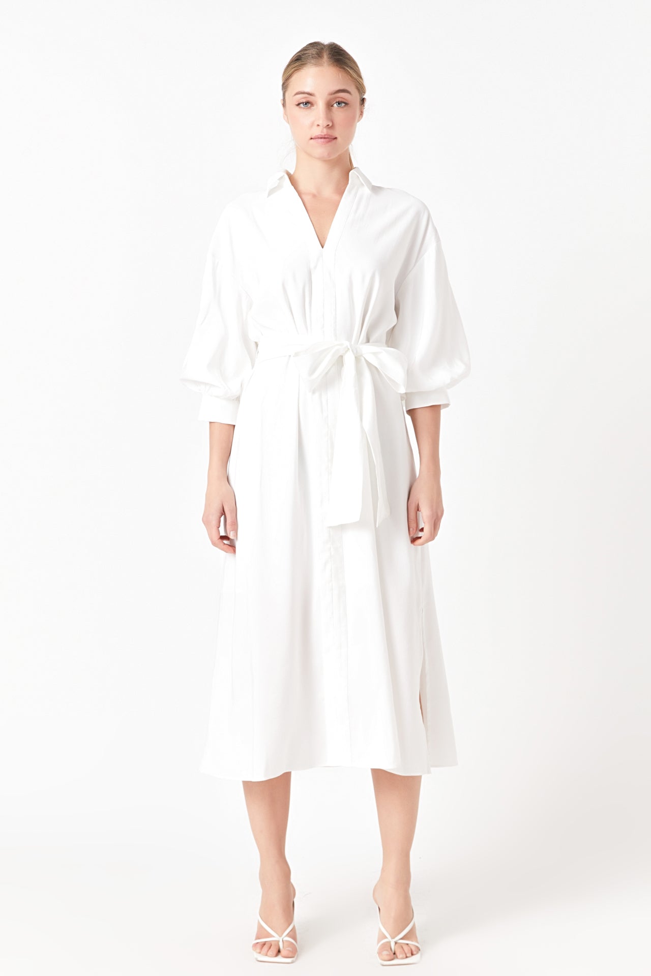 ENGLISH FACTORY - English Factory - Blouson Sleeve Shirt Midi Dress - DRESSES available at Objectrare