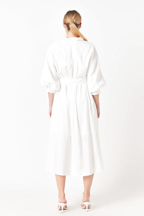 ENGLISH FACTORY - English Factory - Blouson Sleeve Shirt Midi Dress - DRESSES available at Objectrare