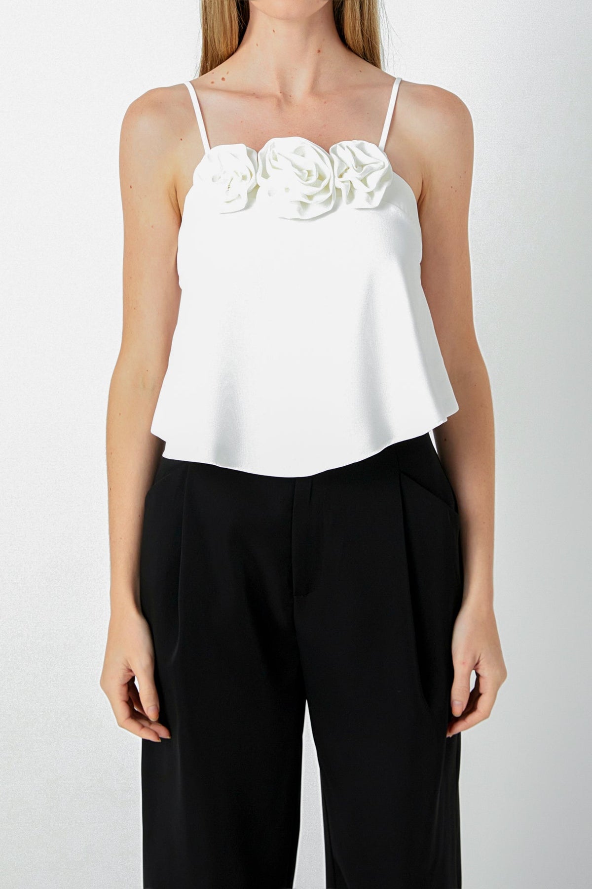 ENDLESS ROSE - Corsage Bow Flowy Top - TOPS available at Objectrare