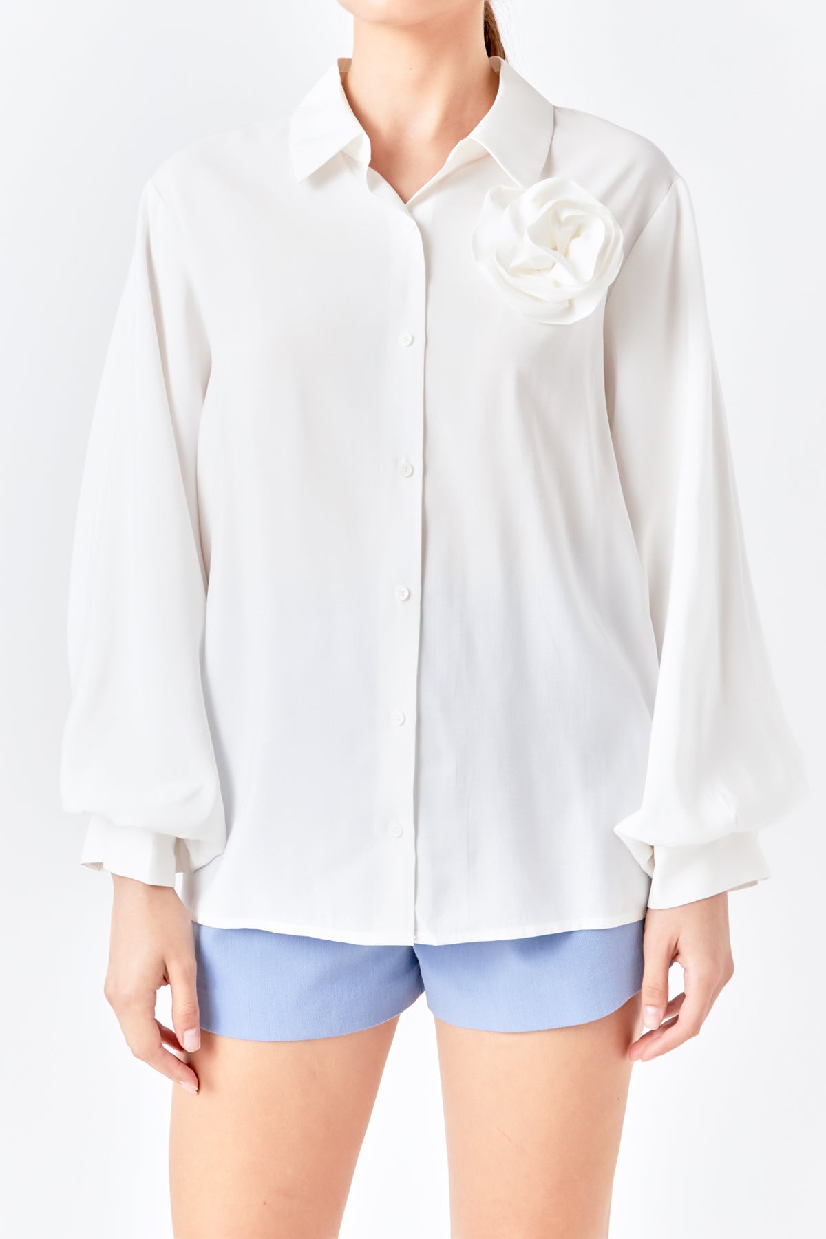 ENDLESS ROSE - Corsage Blouson Collared Top - TOPS available at Objectrare