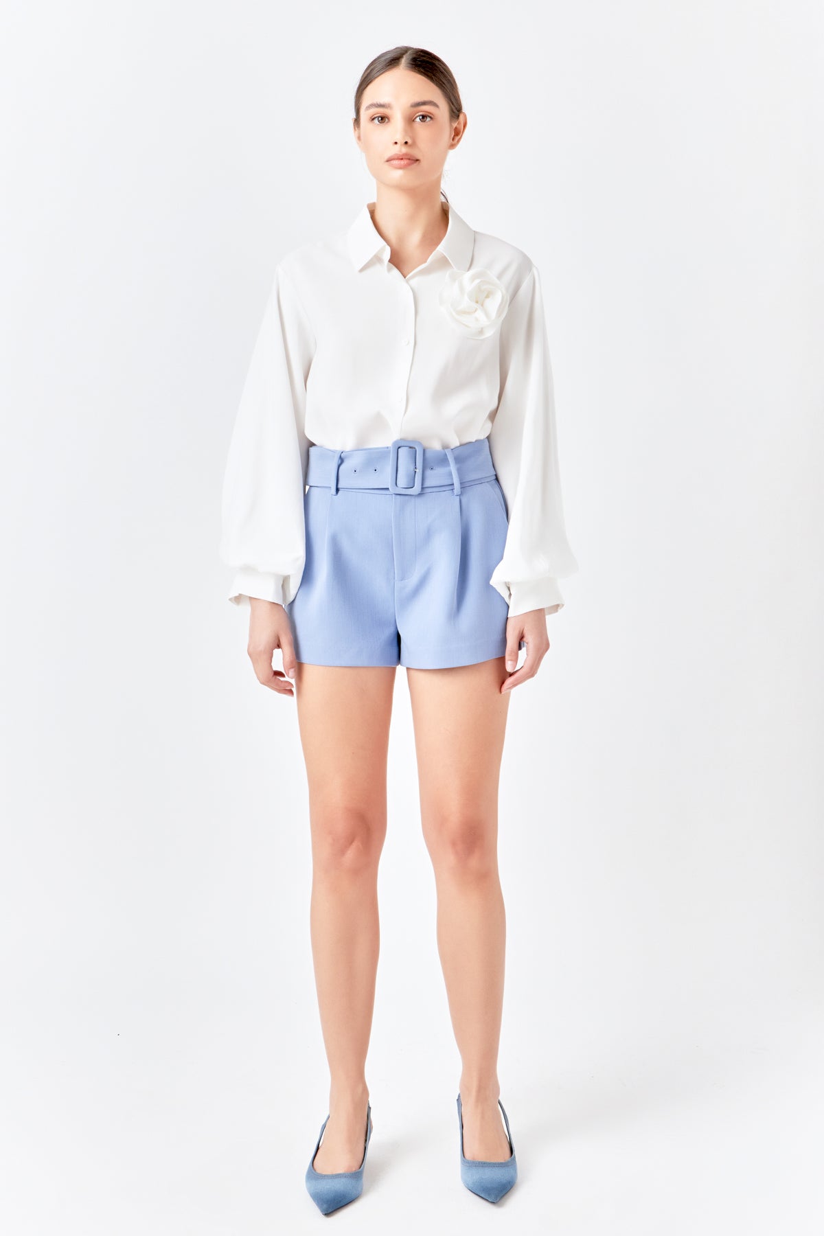 ENDLESS ROSE - Corsage Blouson Collared Top - TOPS available at Objectrare