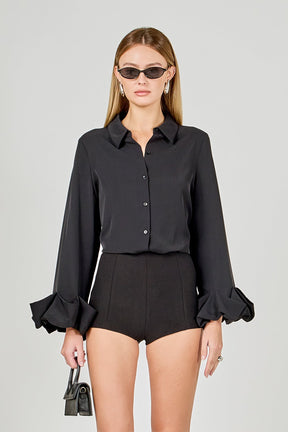 ENDLESS ROSE - Bubble Accent Dress Shirt - SHIRTS & BLOUSES available at Objectrare