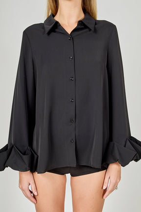 ENDLESS ROSE - Bubble Accent Dress Shirt - SHIRTS & BLOUSES available at Objectrare