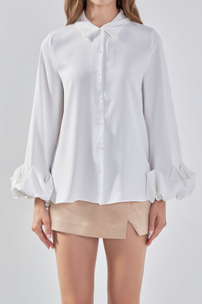 ENDLESS ROSE - Endless Rose - Bubble Accent Dress Shirt - SHIRTS & BLOUSES available at Objectrare