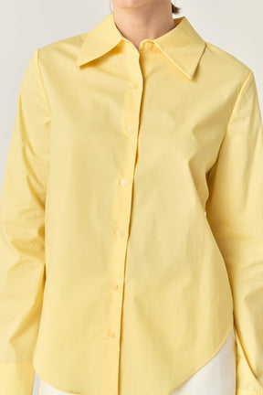 Cuff Sleeve Accent Collar Poplin Dress Shirt