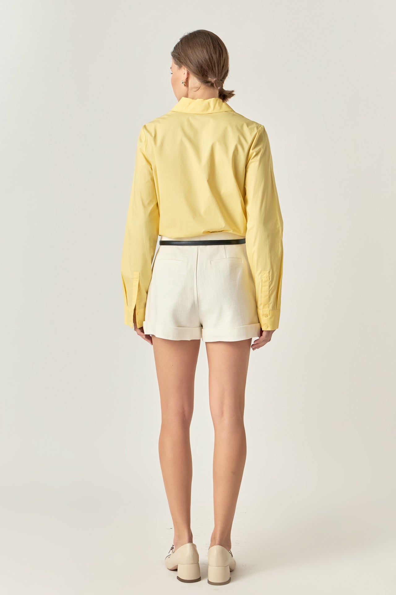 ENGLISH FACTORY - Cuff Sleeve Accent Collar Poplin Dress Shirt - BLOUSES available at Objectrare
