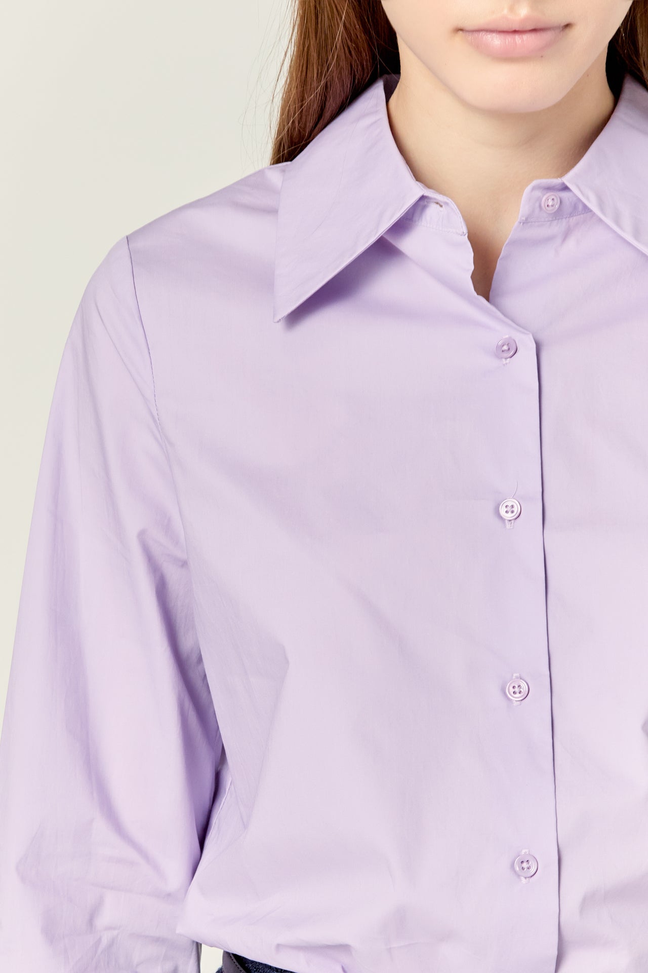 Cuff Sleeve Accent Collar Poplin Dress Shirt