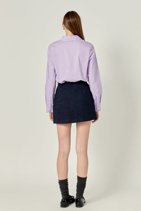 Cuff Sleeve Accent Collar Poplin Dress Shirt