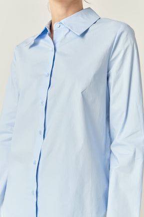 ENGLISH FACTORY - English Factory - Cuff Sleeve Accent Collar Poplin Dress Shirt - SHIRTS & BLOUSES available at Objectrare