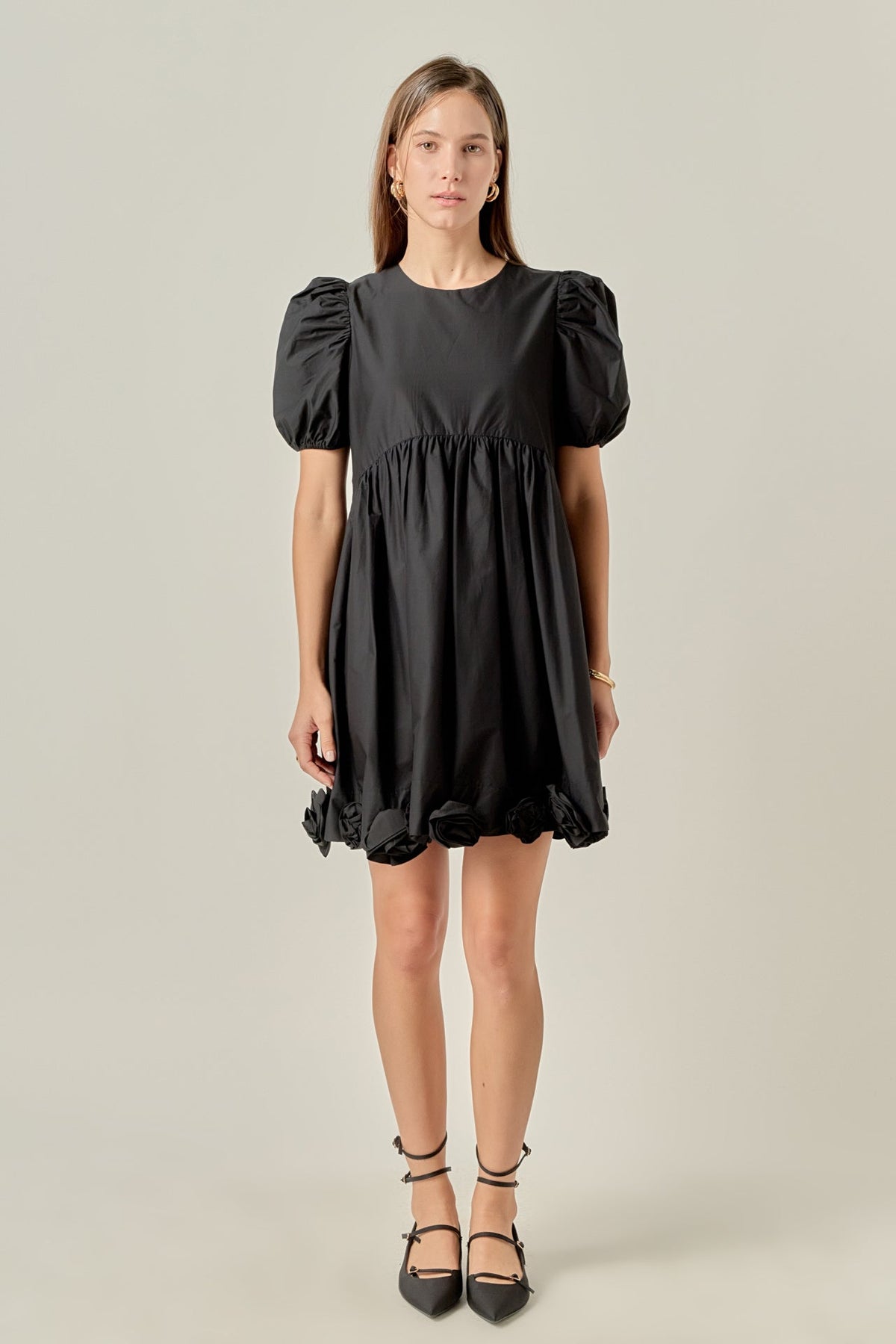 Poplin Corsage Mini Dress