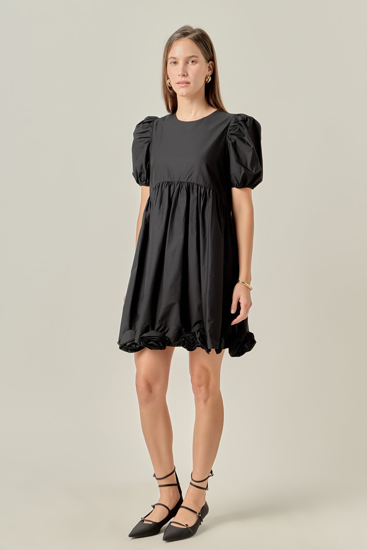Poplin Corsage Mini Dress