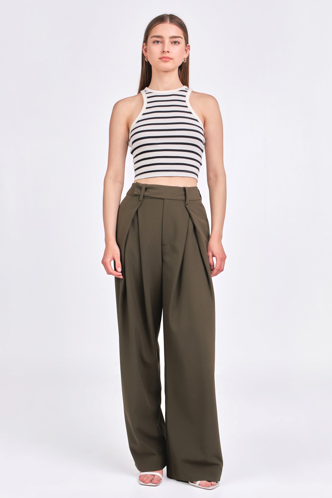 ENDLESS ROSE - Front Pleat Wide Trousers - PANTS available at Objectrare