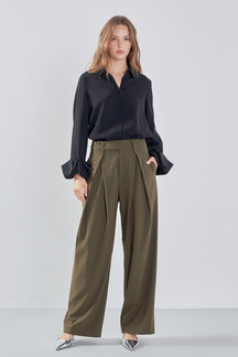 ENDLESS ROSE - Endless Rose - Front Pleat Wide Trousers - BOTTOMS available at Objectrare