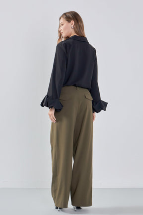 ENDLESS ROSE - Endless Rose - Front Pleat Wide Trousers - BOTTOMS available at Objectrare