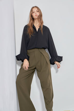 ENDLESS ROSE - Endless Rose - Front Pleat Wide Trousers - BOTTOMS available at Objectrare