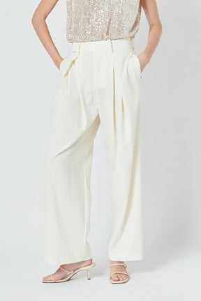 ENDLESS ROSE - Front Pleat Wide Trousers - PANTS available at Objectrare
