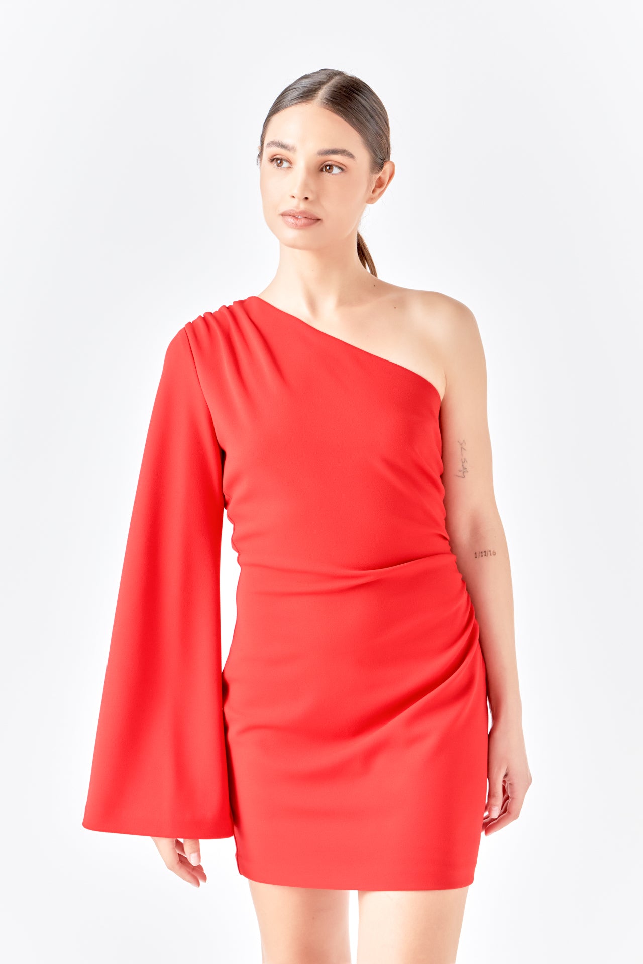 ENDLESS ROSE - One Shoulder Draped Mini Dress - DRESSES available at Objectrare